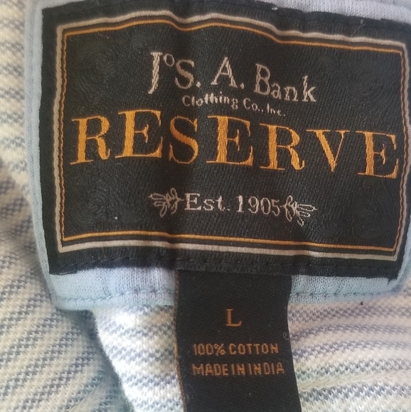 Jos. A. Bank Reserve Button Down Collared Pinstripe Shirt Business Casual Size L - Picture 4 of 4